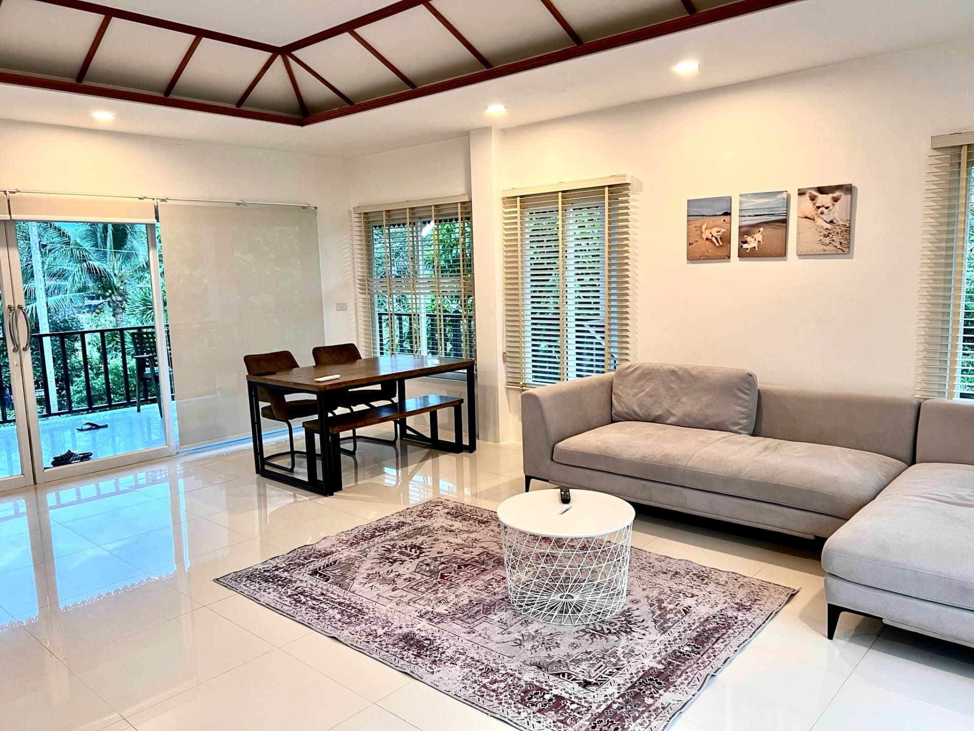 Living room and dining room