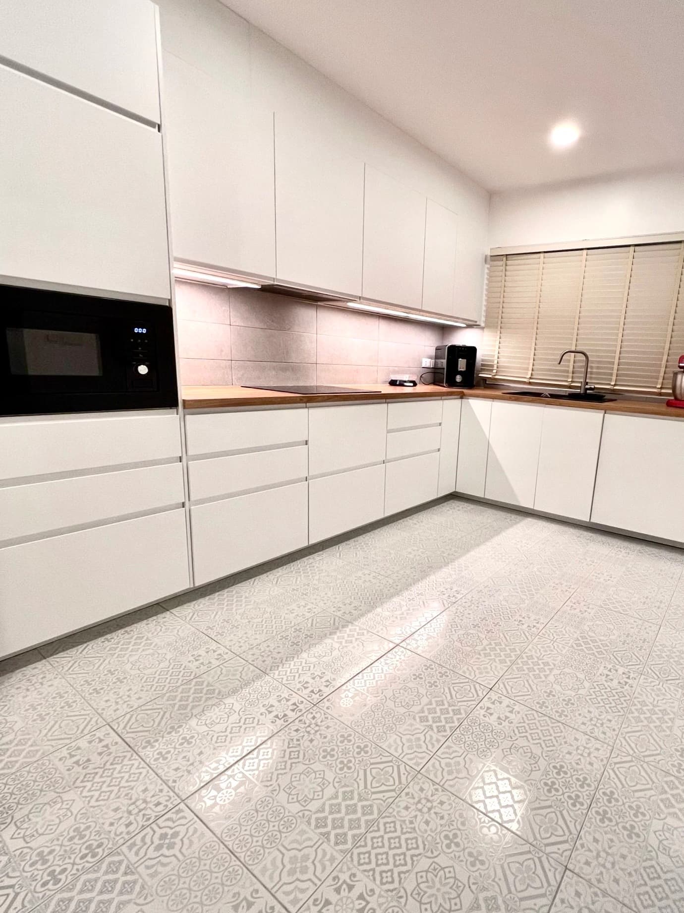 Kitchen with microwave
