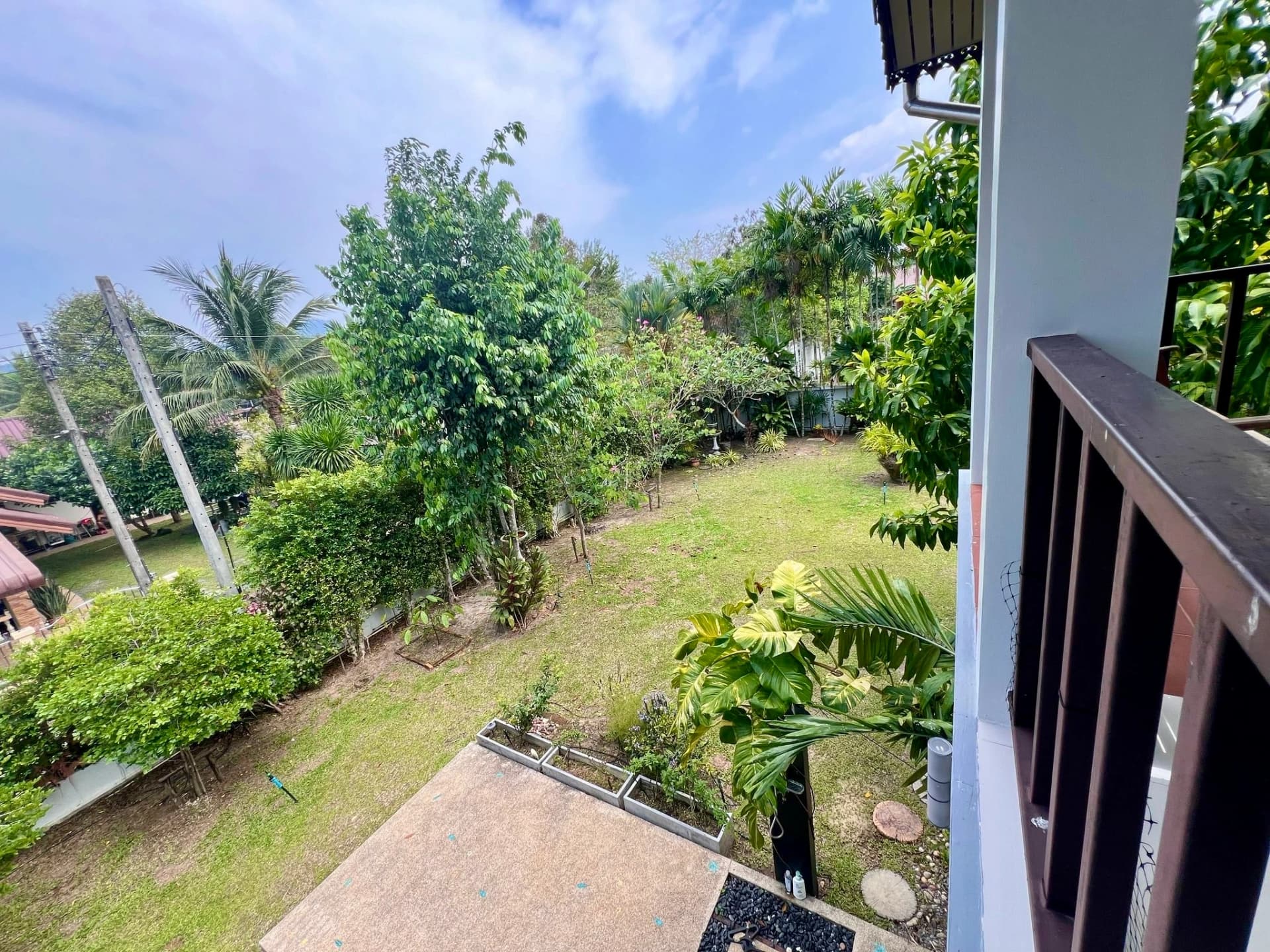 Lovely garden with large trees